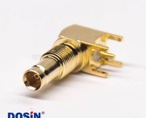 din f型連接器插PCB板穿孔式90度母頭鍍金穿墻式面板安裝