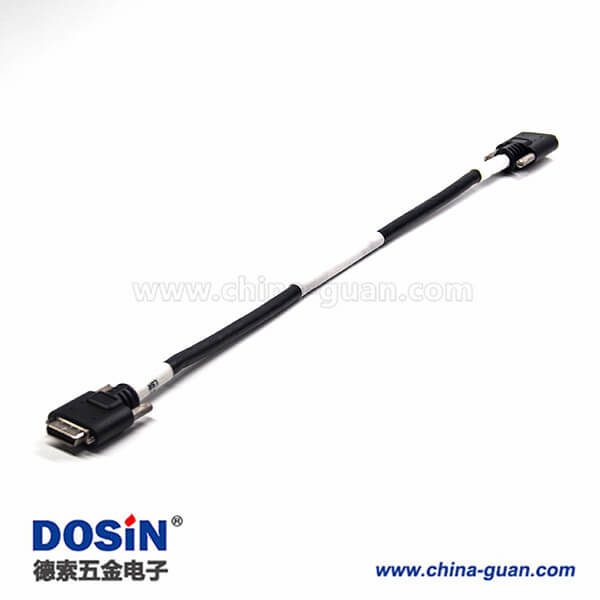 SCSI 線HPCN型26芯黑色塑膠殼公轉(zhuǎn)公直式連接器螺絲鎖接式雙邊線1米