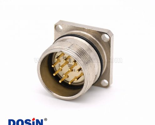 12芯連接器 M623 12芯公頭直式接線四孔法蘭插座