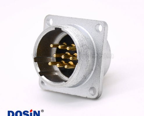 P24公頭9芯直式插座方形四孔法蘭安裝焊杯接線