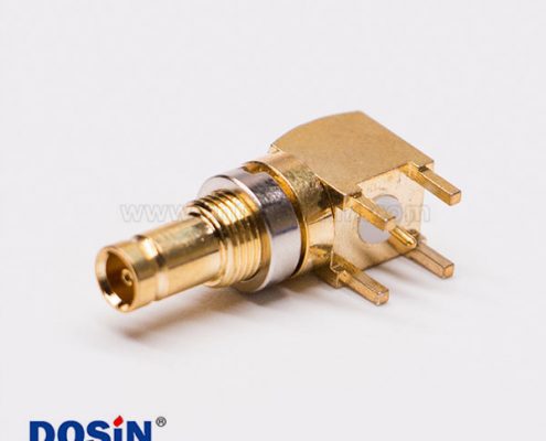 90 度 板端 鍍金DIN 1.0/2.3母頭連接器