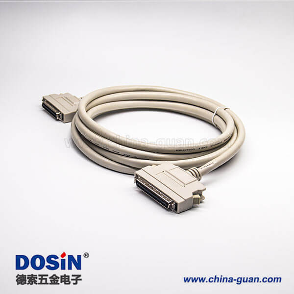 SCSI50Pin線HPCN型公頭2米鋅合金外殼轉(zhuǎn)HPCN型50芯公頭注塑成型雙邊線