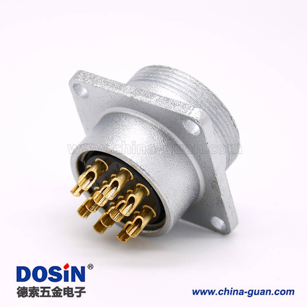 公頭插座P24 12芯直式連接器方形四孔法蘭安裝焊杯接線 公頭插座P24 12芯直式連接器方形四孔法蘭安裝焊杯接線