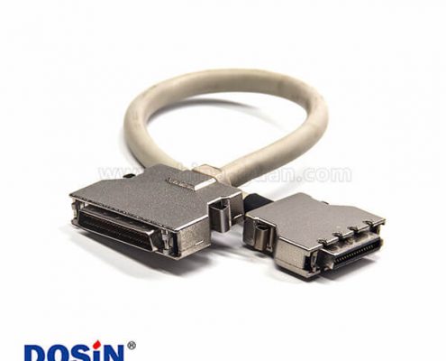 50針SCSI HPDB 直式插頭插座卡鉤按鍵式連接器1米