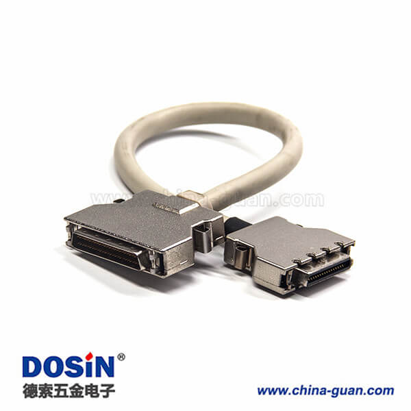 50針SCSI HPDB 直式插頭插座卡鉤按鍵式連接器1米