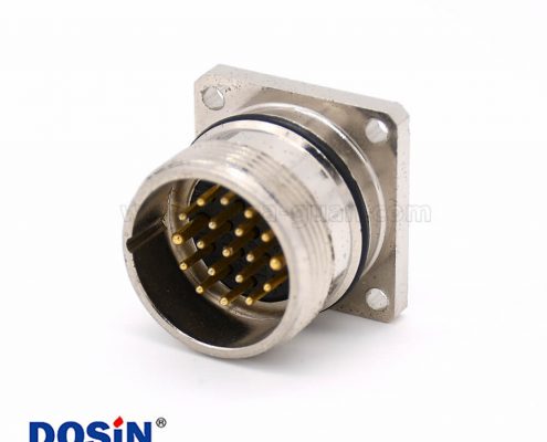 19芯插座 M623 直式接線方型四孔法蘭公頭連接器