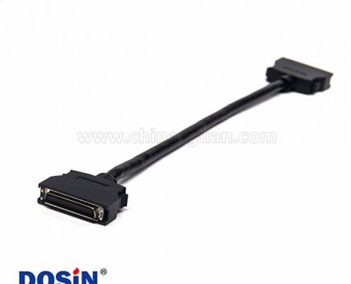 SCSI50針HPCN 直式公頭轉(zhuǎn)公頭按鍵式連接器1米