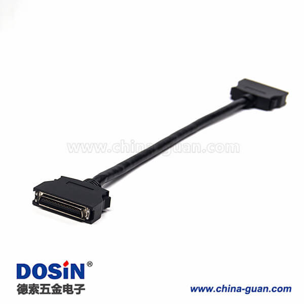 SCSI50針HPCN 直式公頭轉(zhuǎn)公頭按鍵式連接器1米