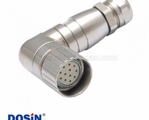 M23壓接連接器彎角金屬M(fèi)23 12芯母插頭伺服連接器