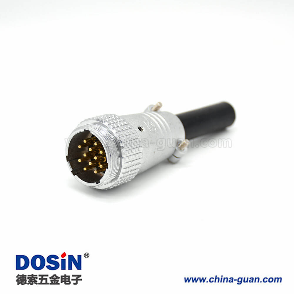 快速公插頭P24 12芯直式圓形接線航空連接器