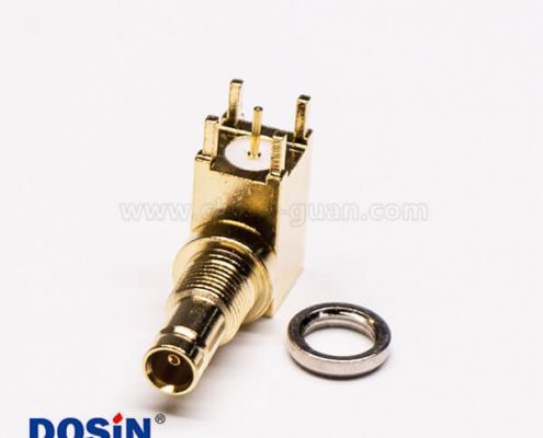 DIN 1.0 2.3接頭彎式母頭插板穿墻接PCB板