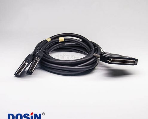 SCSI 68針線HPDB型公轉(zhuǎn)公螺絲鎖一拖二注塑成型線2米