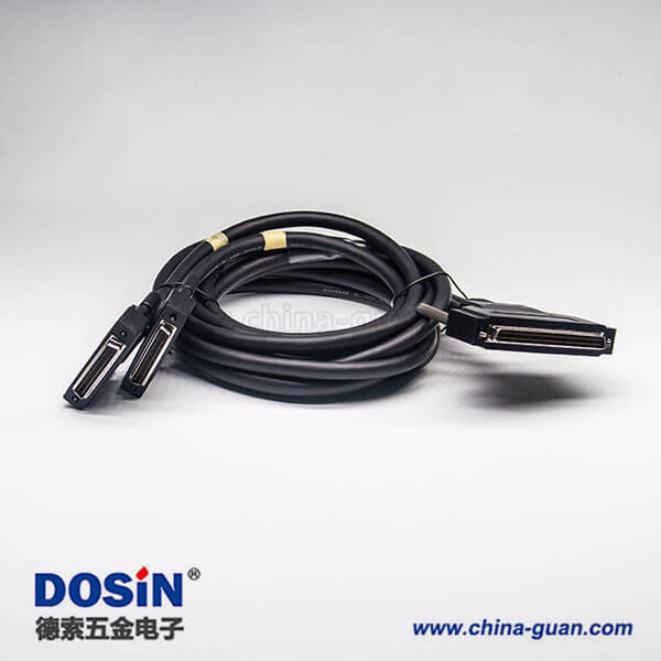 SCSI 68針線HPDB型公轉(zhuǎn)公螺絲鎖一拖二注塑成型線2米