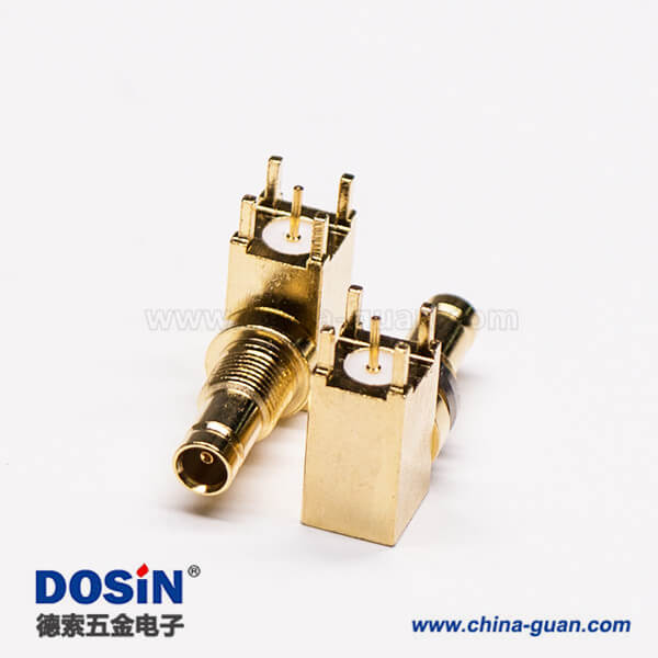 DIN 1.0 2.3接頭彎式母頭插板穿墻接PCB板 DIN 1.0 2.3接頭彎式母頭插板穿墻接PCB板