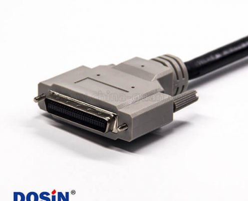 SCSI線50 HPDB直式插頭轉(zhuǎn)插座螺絲鎖注塑成型線纜1米