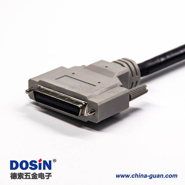 SCSI線50 HPDB直式插頭轉(zhuǎn)插座螺絲鎖注塑成型線纜1米