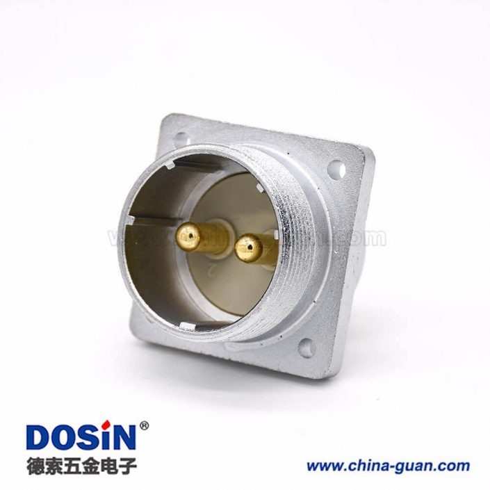 連接器公座P32 2芯直式插座方形四孔法蘭安裝焊杯接線