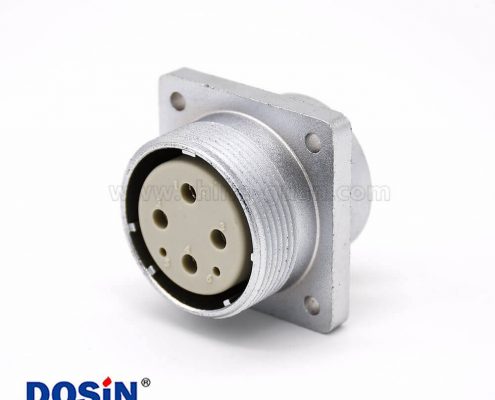 P32 4芯母頭直式插座連接器方形四孔法蘭安裝焊杯接線