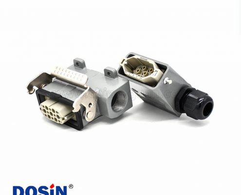 矩形連接器H10A表面安裝不帶針公頭7芯公母對(duì)接斜出口表面安裝螺紋PG16重載連接器