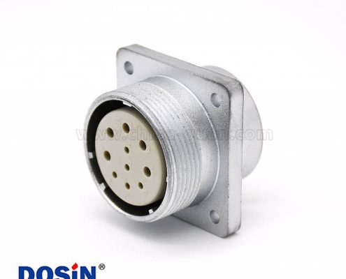 連接器P32 10芯母頭直式插座方形四孔法蘭安裝焊杯接線