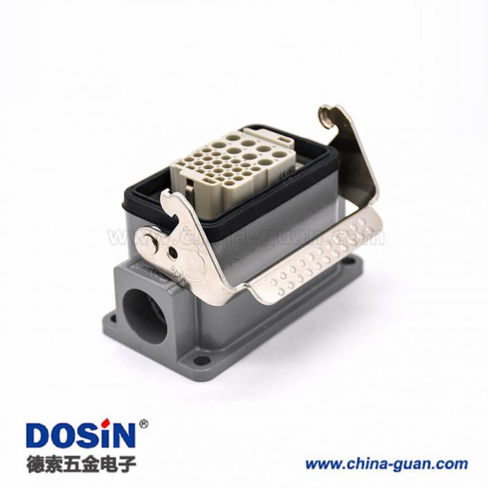 HDC連接器H10B開(kāi)孔安裝螺紋M25頂出口公母對(duì)接不帶針公頭32芯重載連接器