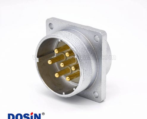 P40公頭7芯直式插座方形四孔法蘭安裝焊杯接線