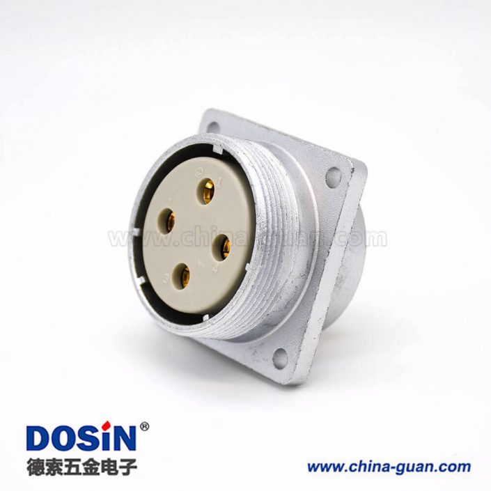 直式插座P40 7芯母頭方形連接器四孔法蘭安裝焊杯接線