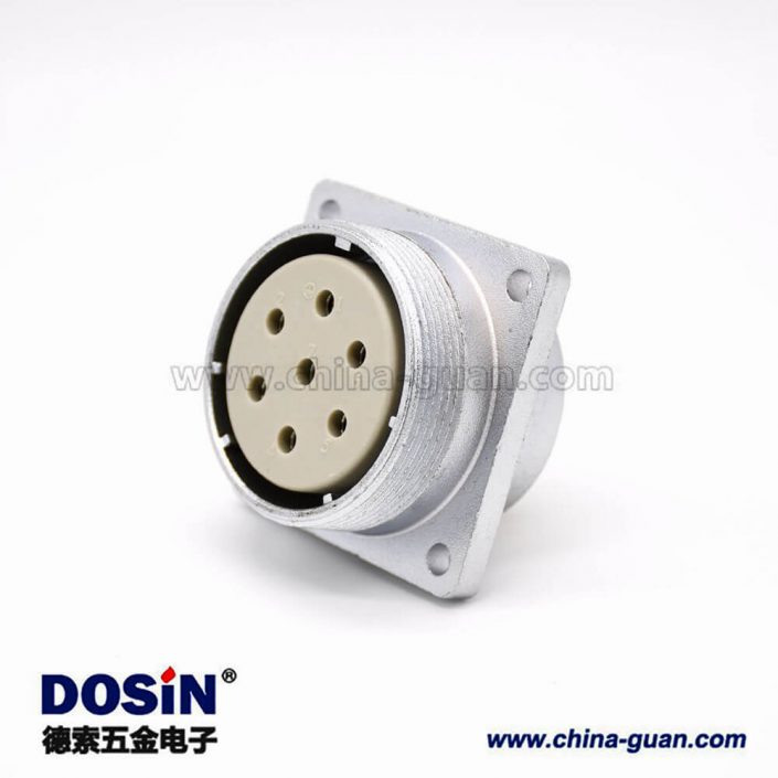 7芯插座P40直式母頭方型法蘭插座