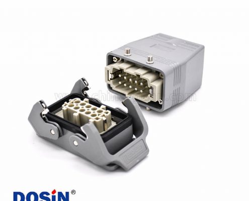 10針重載連接器開孔安裝公母對接H10B鍍銀螺釘M25頂出口進線