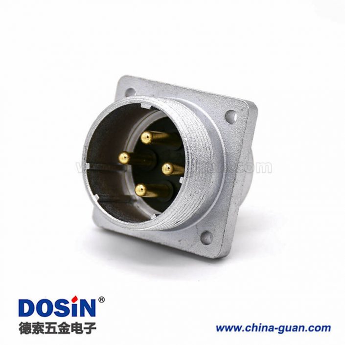 方型法蘭插座P32 4芯公頭連接器