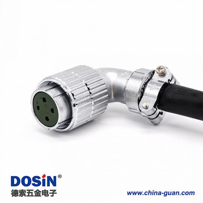 彎式電纜插頭P32 4芯母頭接線連接器