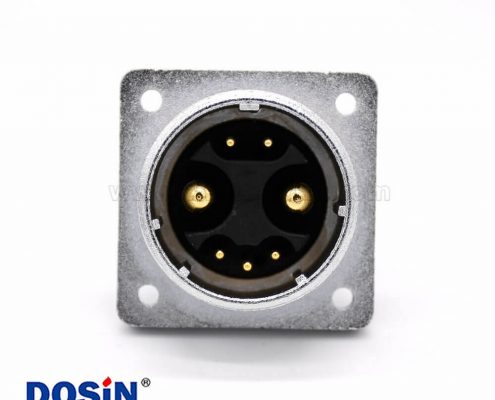 180度連接器P32 7芯公頭插座方形四孔法蘭安裝焊杯接線