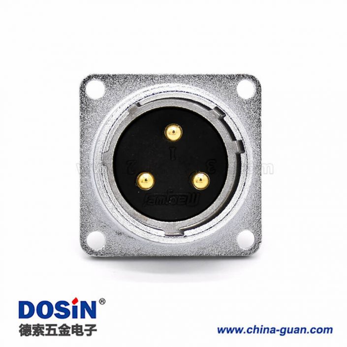 3芯法蘭插座 P28直式方型公頭連接器