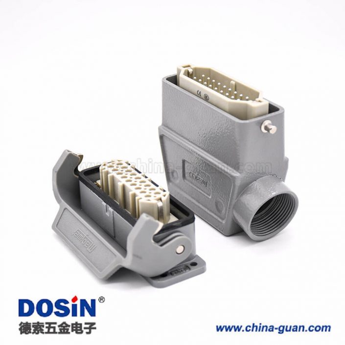 18芯重載連接器公母對接H16A開孔安裝高結(jié)構(gòu)斜出口鍍銀螺釘PG21