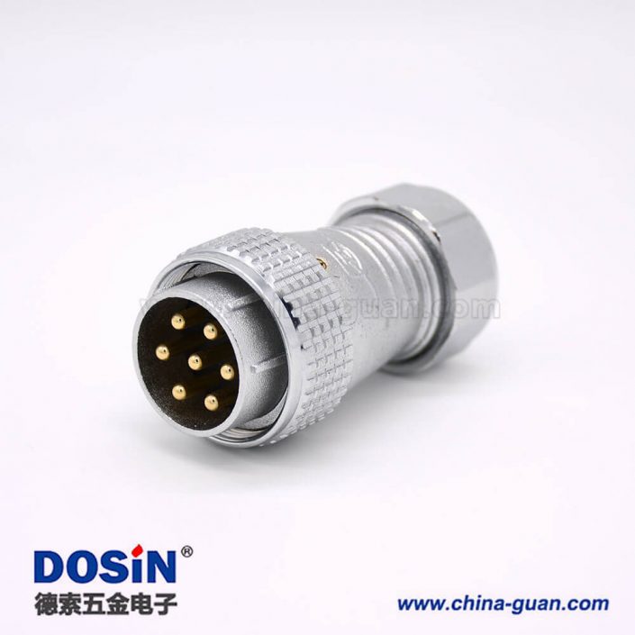 180度連接器插頭P28 7芯公頭航空連接器接線安裝