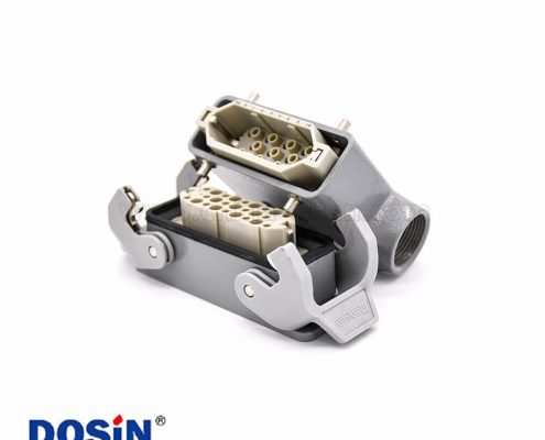 矩形重載連接器公母對(duì)接11芯不帶針公頭H16A螺釘PG16開孔安裝高結(jié)構(gòu)斜出口進(jìn)線