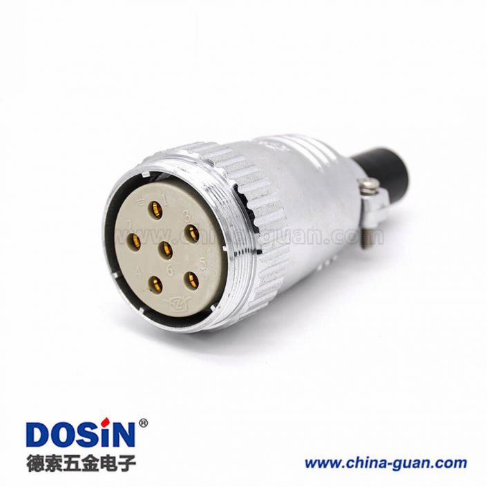 5芯插頭P40直式圓形母頭接線電纜連接器