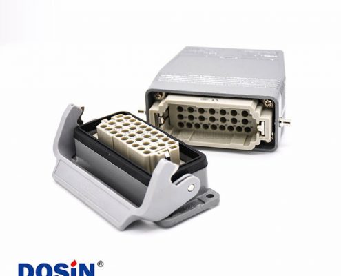 矩形連接器36芯開孔安裝高結(jié)構(gòu)頂出口進(jìn)線公母對接不帶針公頭H16B重載連接器M40螺釘