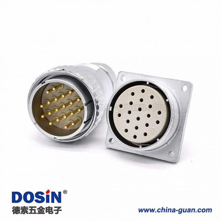 圓插頭插座20芯P40母頭直式法蘭插座公頭直式接線插頭連接器