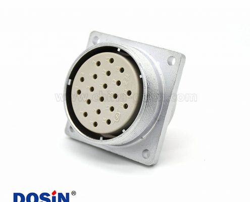 矩形20芯插座P40 20芯母頭直式四孔法蘭連接器