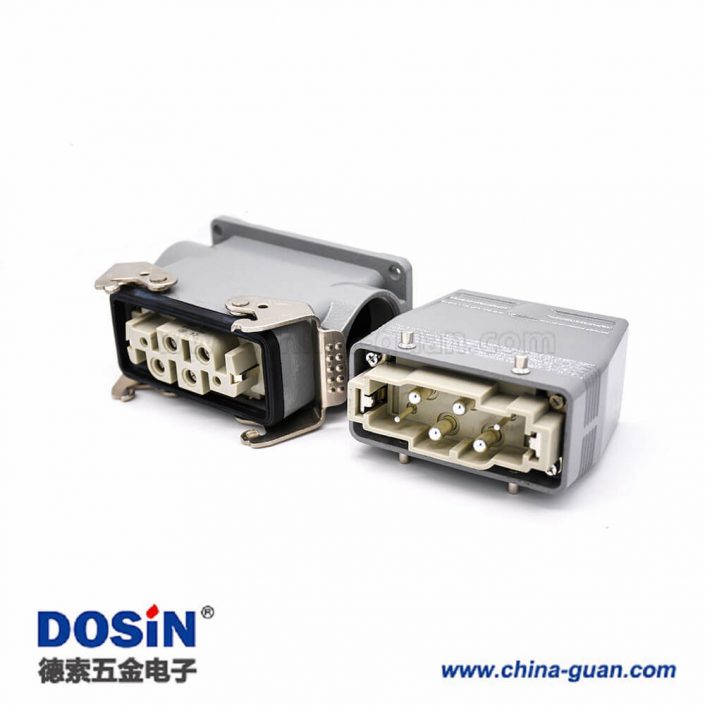 6針重載連接器H16B加高型表面安裝高結(jié)構(gòu)斜出口公母對(duì)鍍銀M40螺釘