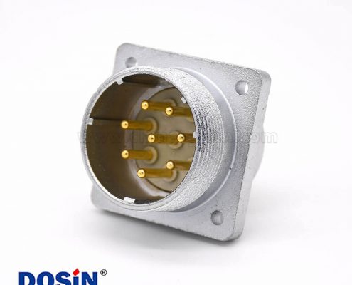 直式連接器P32 8芯公頭插座方形四孔法蘭安裝焊杯接線