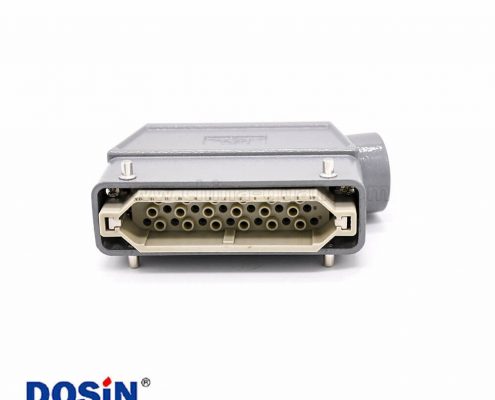 HDC連接器19芯不帶針公頭公母對(duì)接PG21開孔安裝高結(jié)構(gòu)斜出口H20A外殼