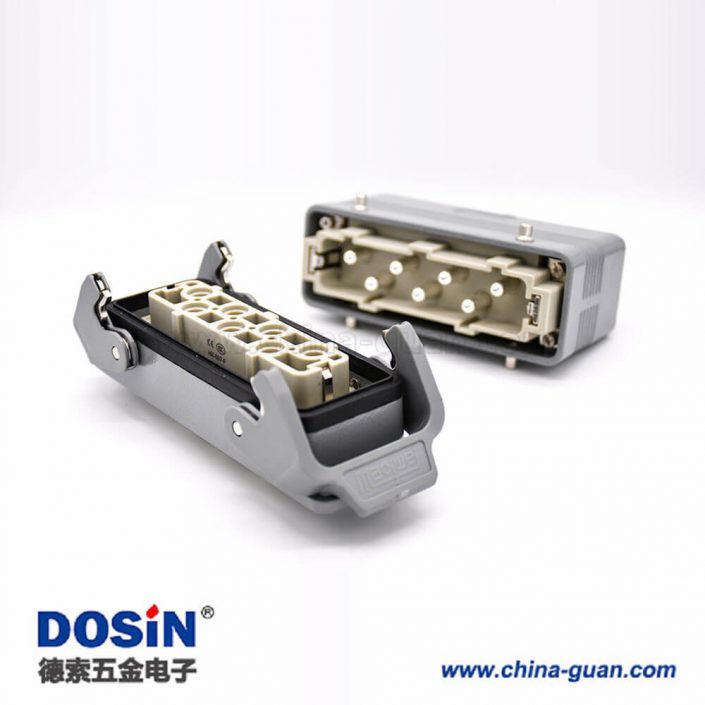 工業(yè)矩形重載連接器塑料鐵扣7芯H24B外殼頂出口開(kāi)孔安裝公母對(duì)接M32