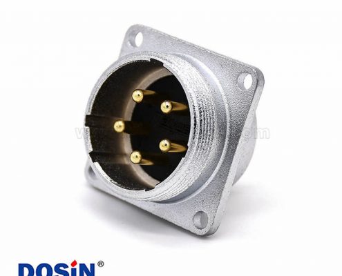 插座公頭P28 5芯直式四孔法蘭連接器