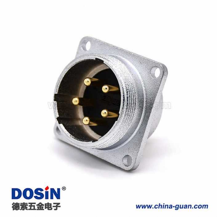 插座公頭P28 5芯直式四孔法蘭連接器