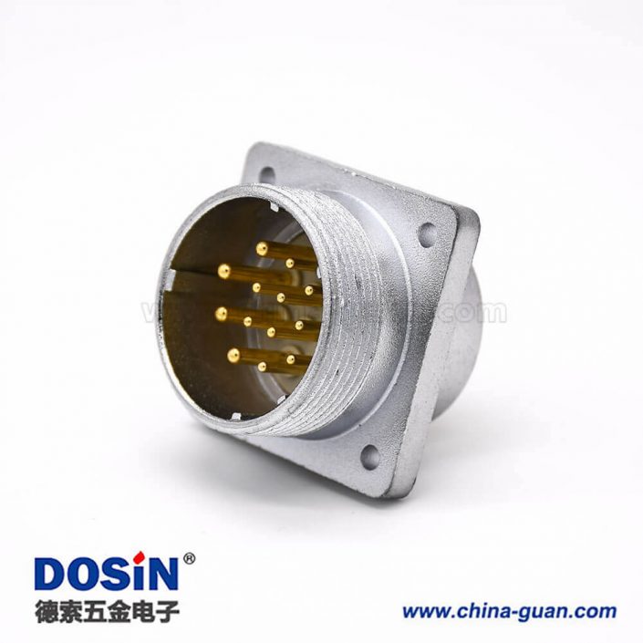 公連接器P32 13芯直式插座方形四孔法蘭安裝焊杯接線