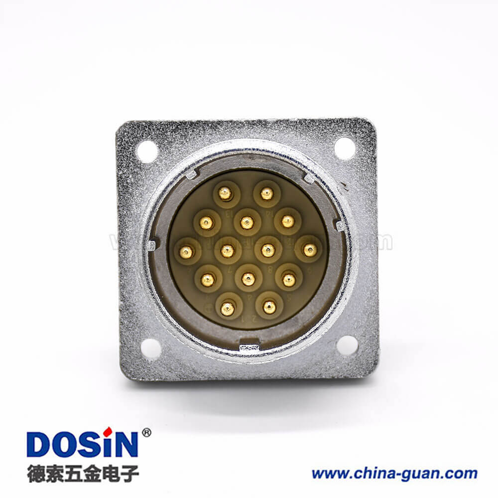 直插式連接器P32 14芯公頭插座方形四孔法蘭安裝焊杯接線 直插式連接器P32 14芯公頭插座方形四孔法蘭安裝焊杯接線
