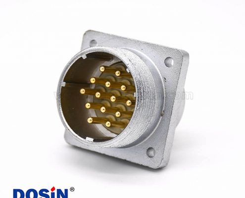 直插式連接器P32 14芯公頭插座方形四孔法蘭安裝焊杯接線