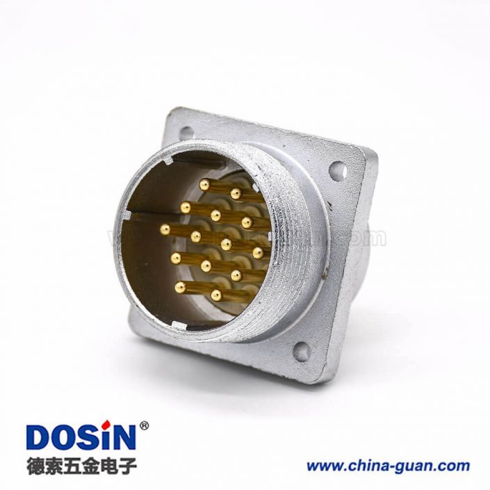 直插式連接器P32 14芯公頭插座方形四孔法蘭安裝焊杯接線